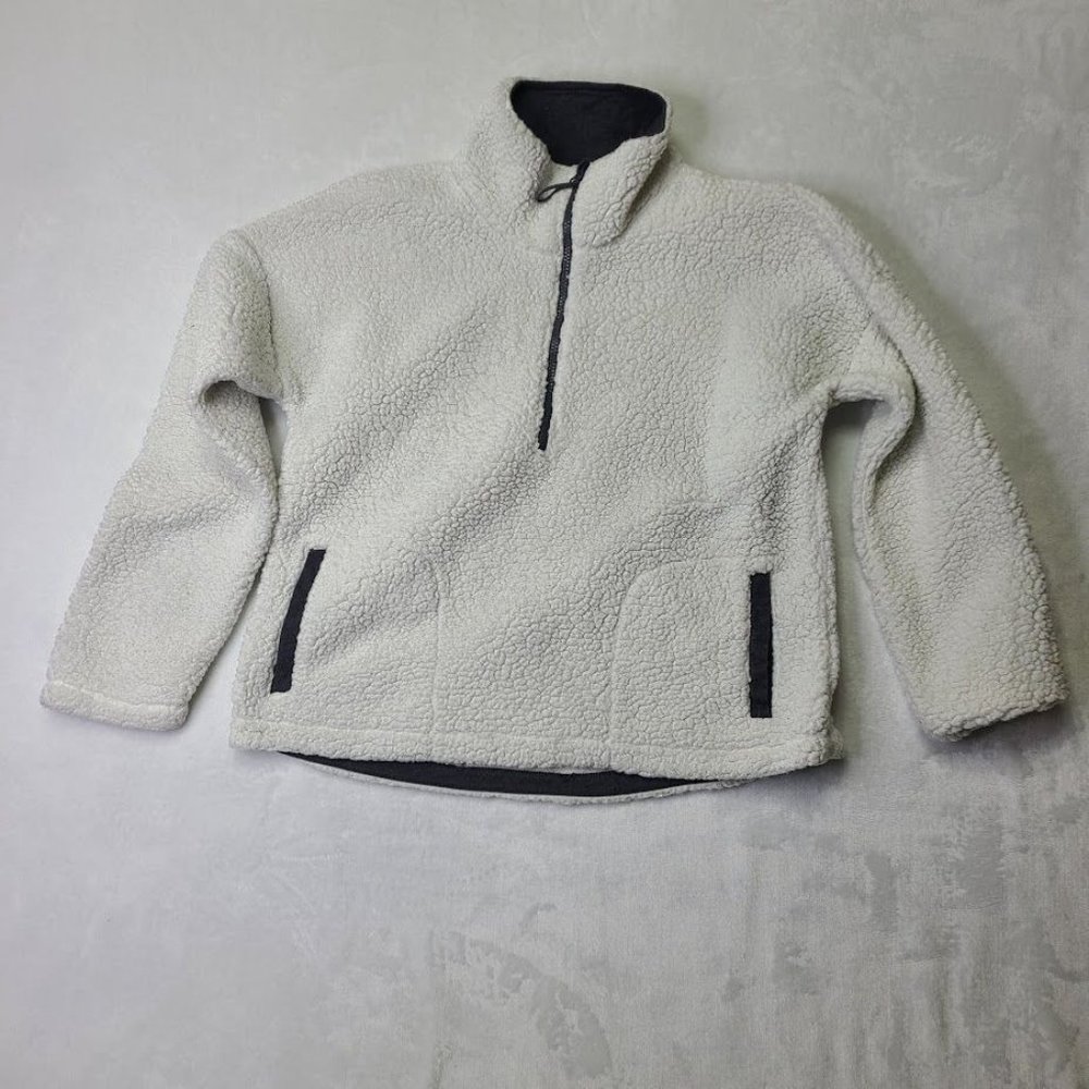 DSG Womens Size L White Sherpa Fleece Half-Zip Pullover Jacket With Pockets - Picture 9 of 9